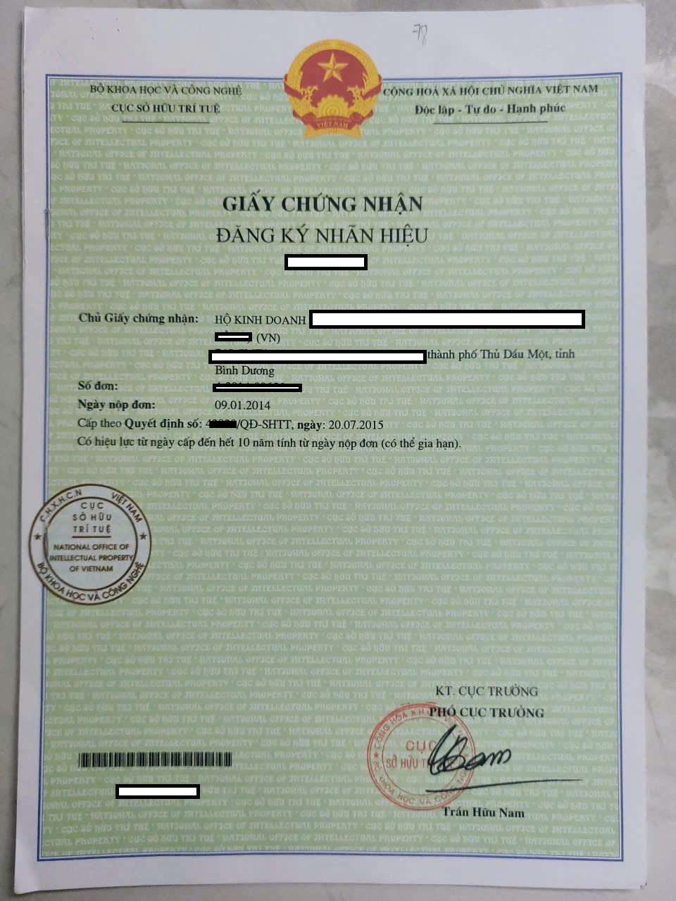 ĐĂNG KÝ THÀNH CÔNG NHÃN HIỆU VICO TẠI ĐÀI LOAN